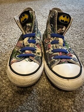 Converse Kids Batman Multi-Color High Top Sneakers with Blue Laces